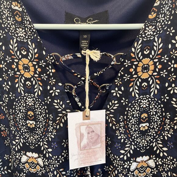 NWT JESSICA SIMPSON Womens Blue Bell Sleeve Sz 10 Knee Length Dress - Picture 5 of 6